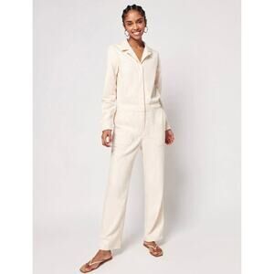 EUC Faherty Overland Organic Cotton Twill Jumpsuit Natural‎ Ecru Utility Sz S